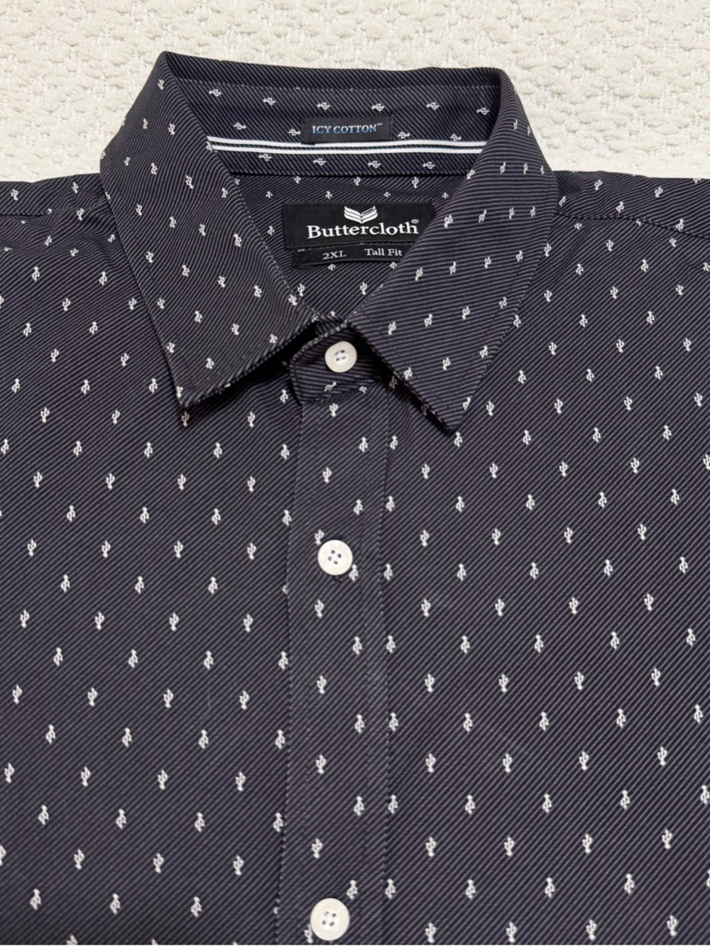 Buttercloth USB Pattern Icy Cotton Long Sleeve Button Up Shirt Men’s 2XL Tall